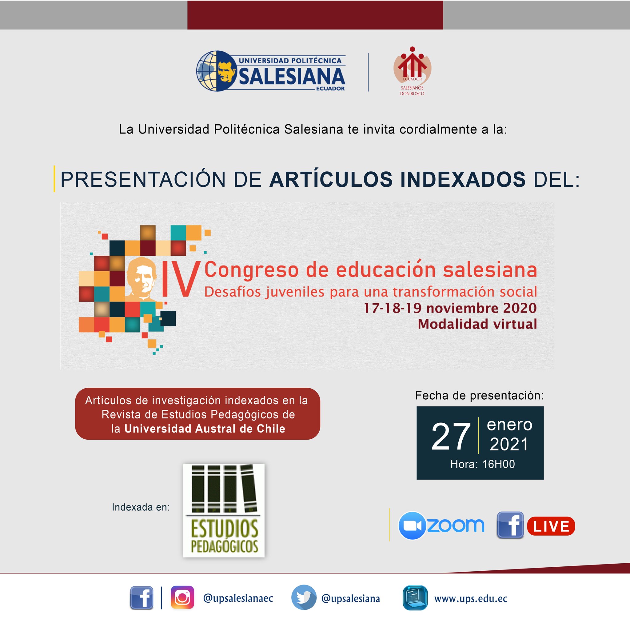 Presentación de Artículos Indexados del IV Congreso de Educación Salesiana