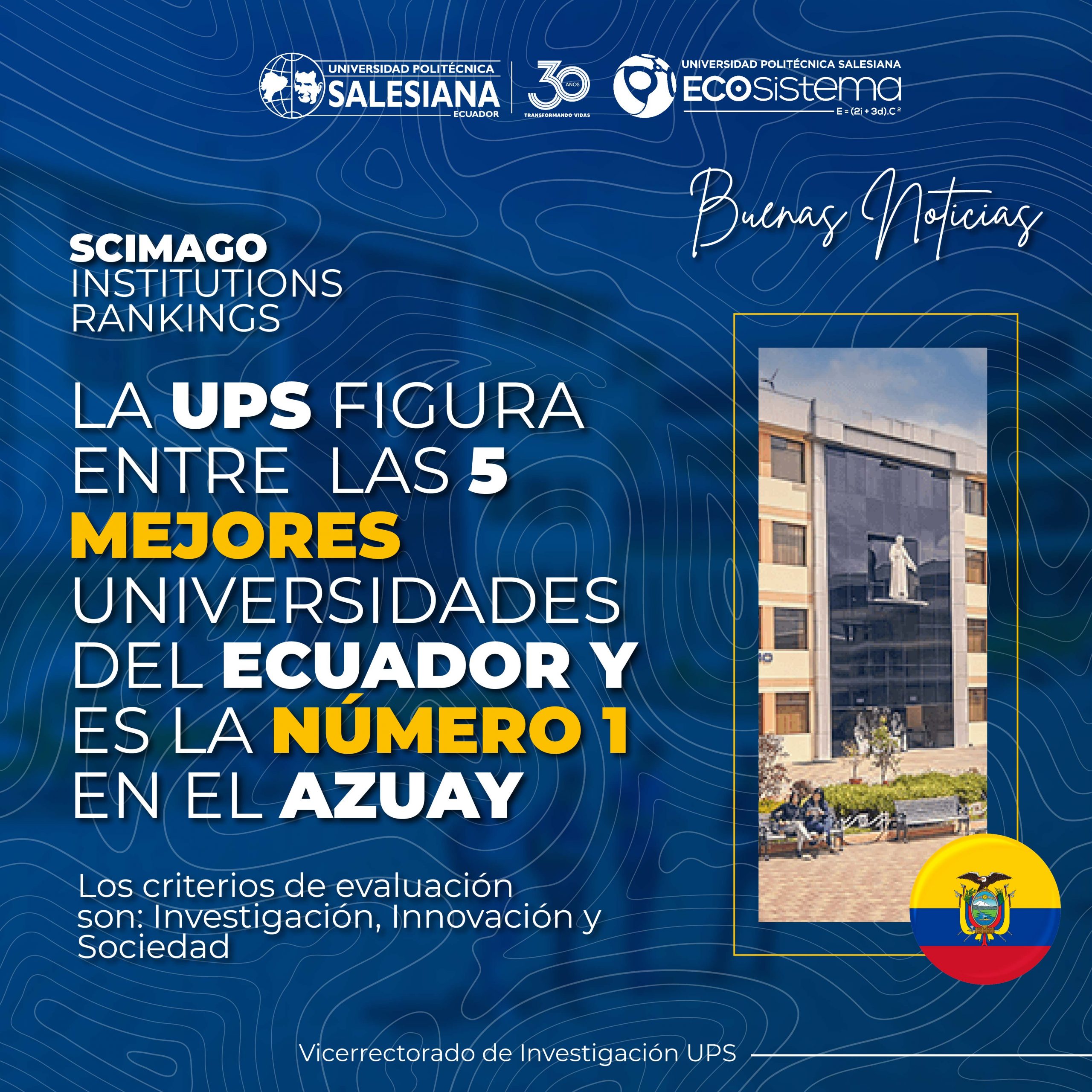 La UPS destaca dentro del top 5 de Mejores Universidades del Ecuador